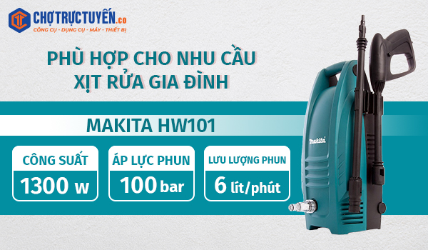 Khả năng làm sạch nhanh máy rửa xe dân dụng nhưng máy HW101 vẫn có công suất tới 1300W”